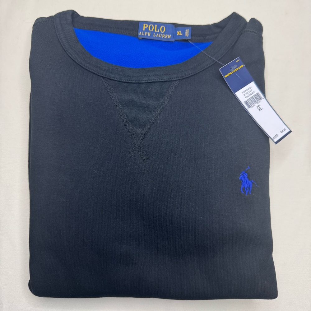 Polo by Ralph Lauren Black Crewneck Sweater with blue lining - Picture 4 of 9